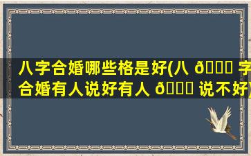 八字合婚哪些格是好(八 🐞 字合婚有人说好有人 🍁 说不好)